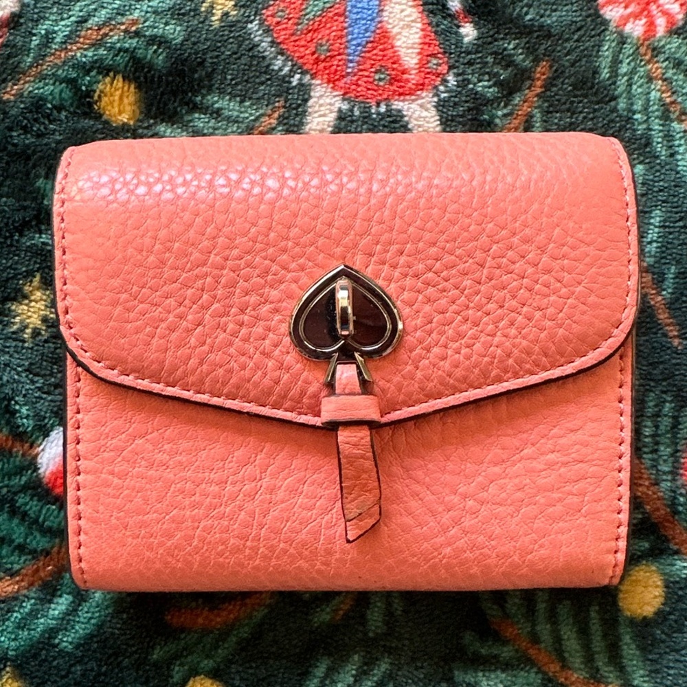 Kate Spade Marti Pebbled Leather Small Flap Wallet in Melon